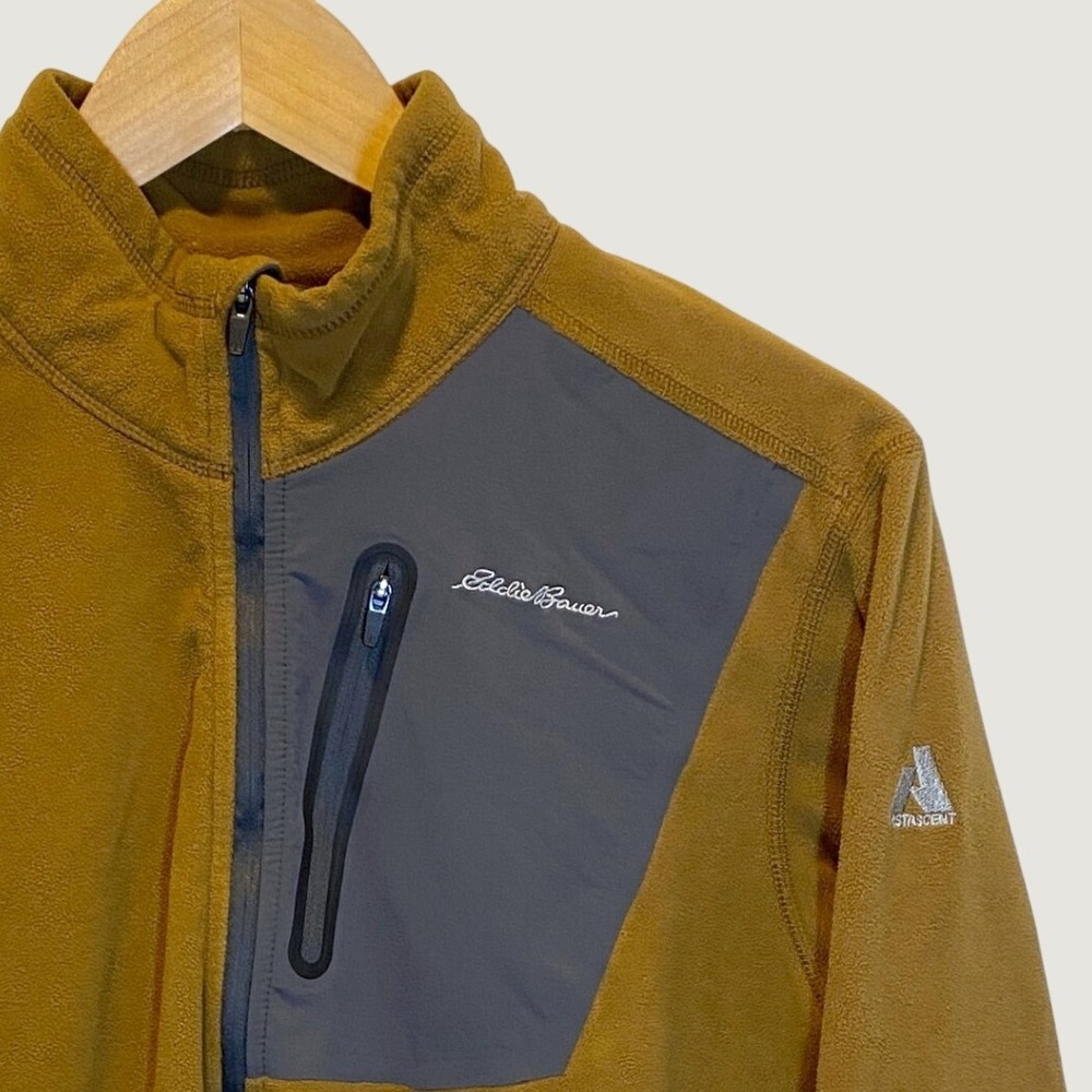 Eddie Bauer First Ascent Fleece Pullover Mens M Brown Excellent 1/4 Zip Jacket